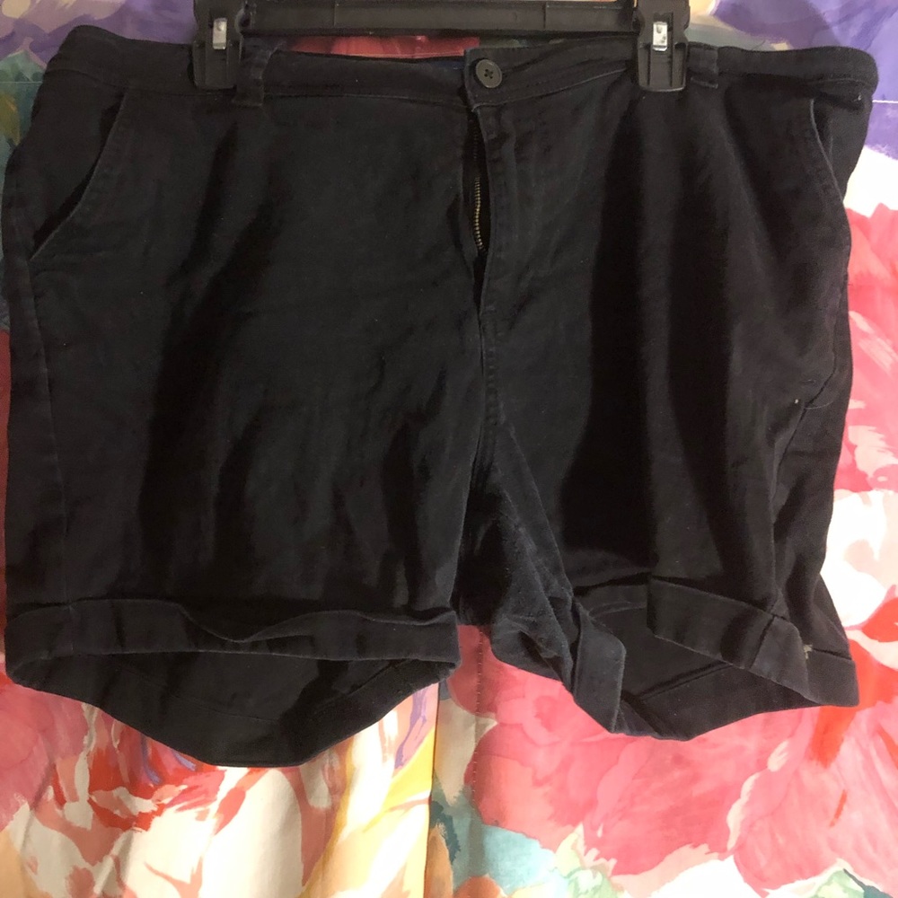 Black denim shorts